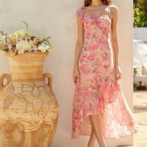 Astr Pink Floral Midi Dress